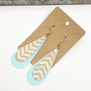 Chevron print teardrop hand made earrings